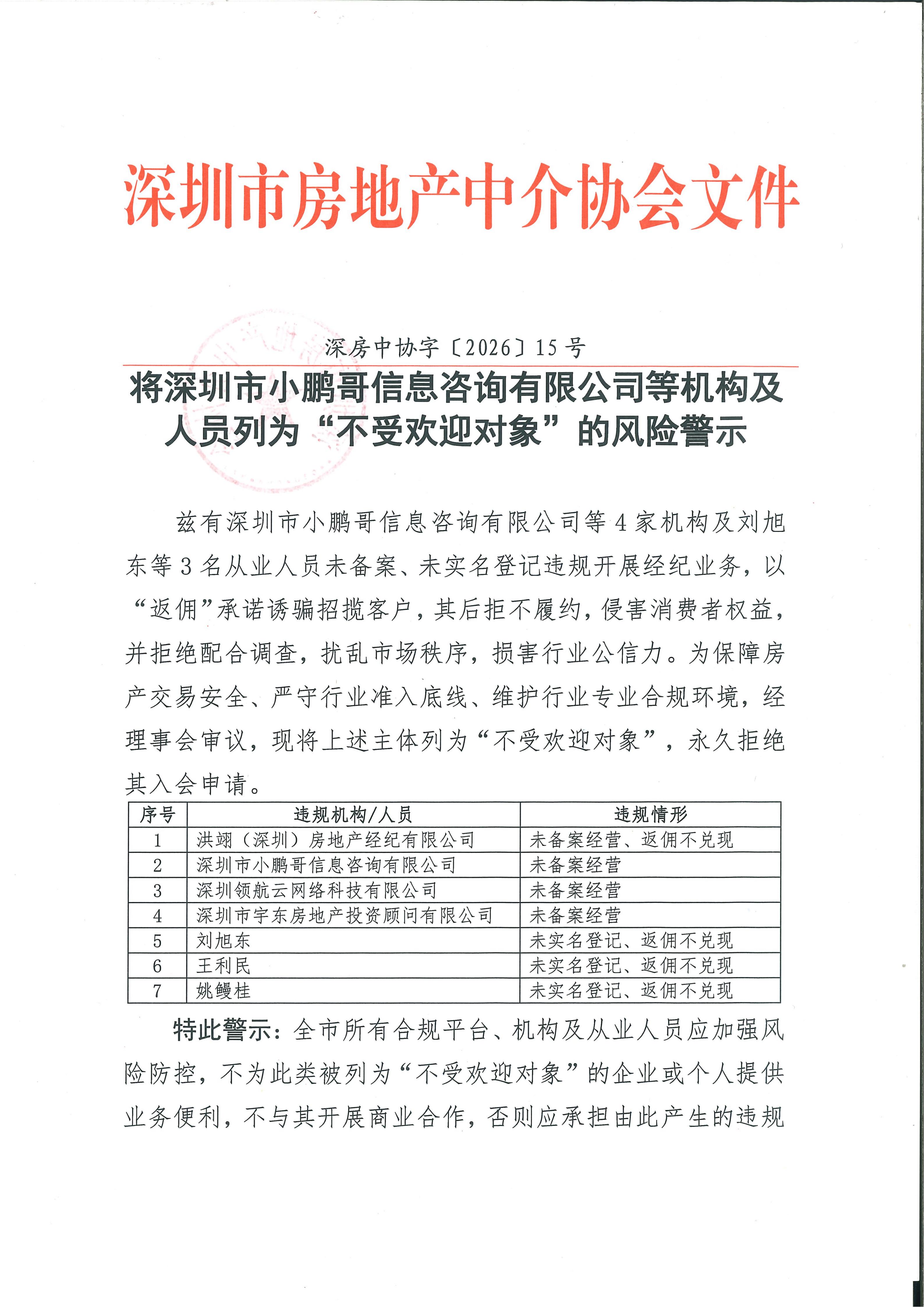 将深圳市小鹏哥信息咨询有限公司等机构及人员列为&ldquo;不受欢迎对象&rdquo;的风险警示_01.jpg